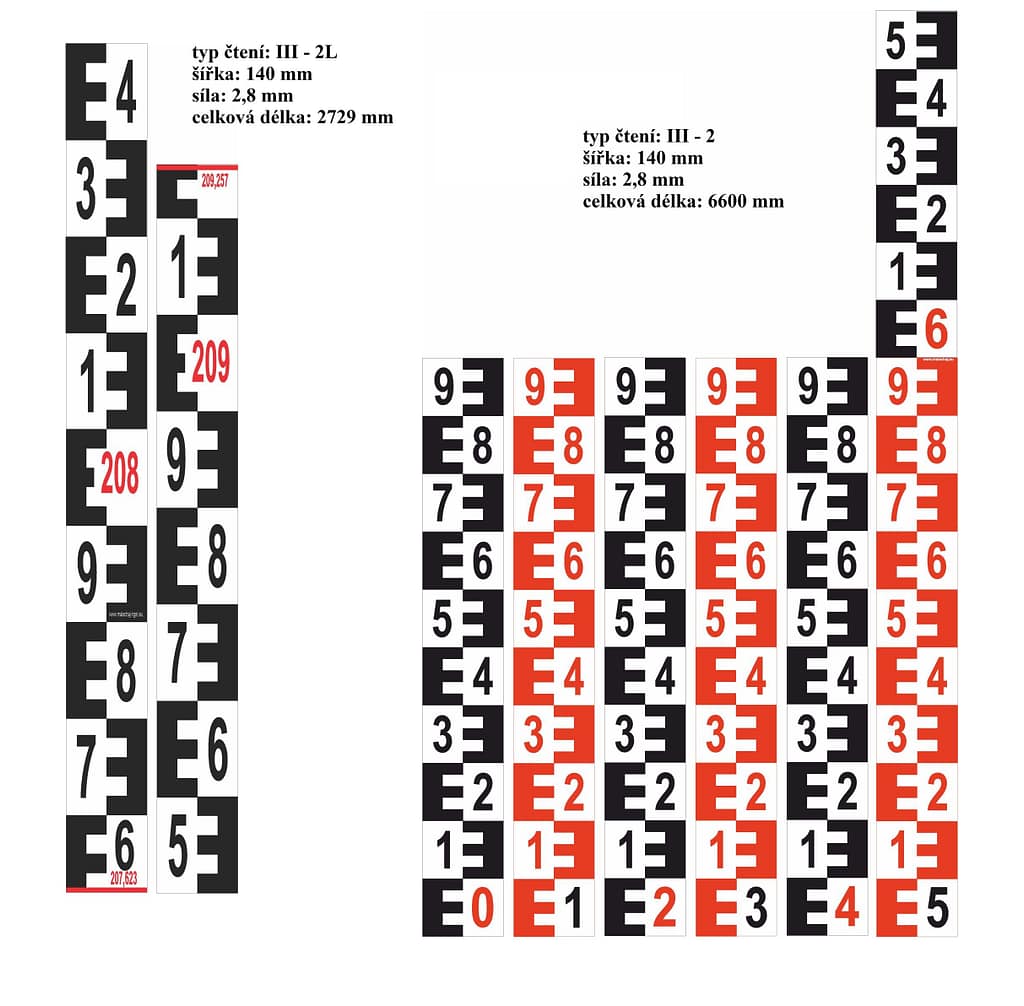 Grafický návrh hladinoměry od Jan Malecha RIGEL Chomutov a jeho ukazatel na měření výšky hladiny vody - hladinoměr, vodočet či limnigraf.