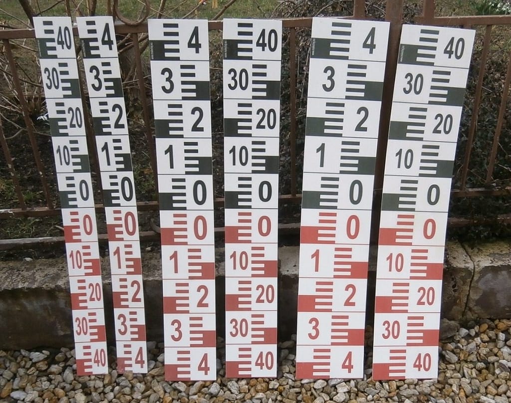 Typy limnigrafických latí | Grafická podoba měření DUMAT v.o.s. a jeho projekt na různé šířky metrových vodočetných latí