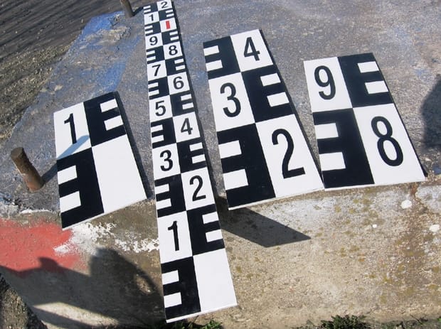 Typy standardizovaných limnigrafických latí | Přehled Šikmé vodoměrné latě